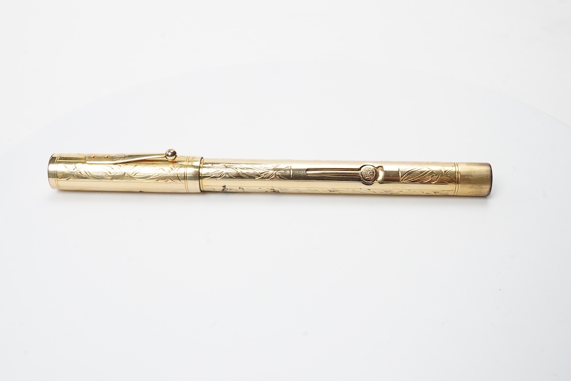 A Waterman hand engraved vine No.0552.5 LEC lever filled fountain pen